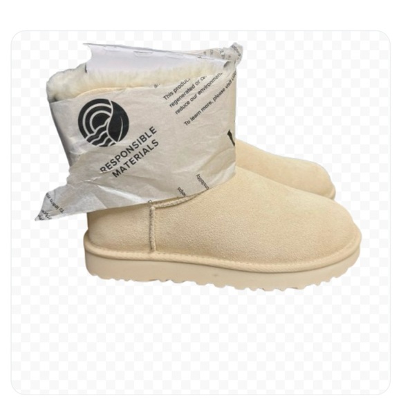 UGG MINI BAILEY SUEDE BOW WOMAN’S SIZE 7 NIB IVORY - Picture 2 of 5
